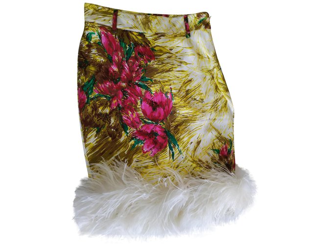 Prada feather skirt Yellow Silk  ref.150963
