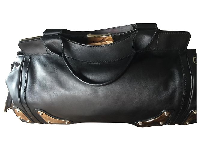 Bolsa Gucci de pele preta Preto