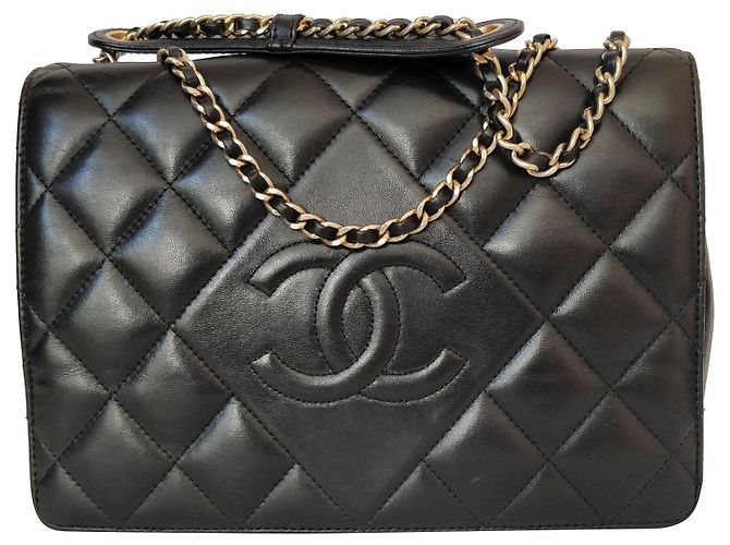 Chanel Borsa a tracolla nera Nero Pelle