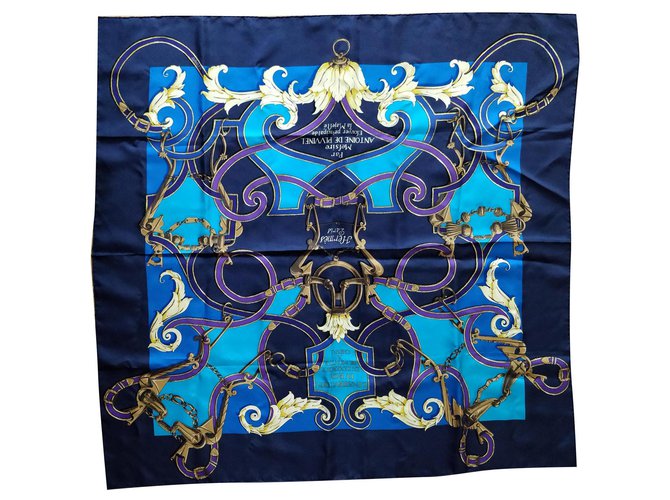 Hermès Cachecol Azul Seda  ref.151003