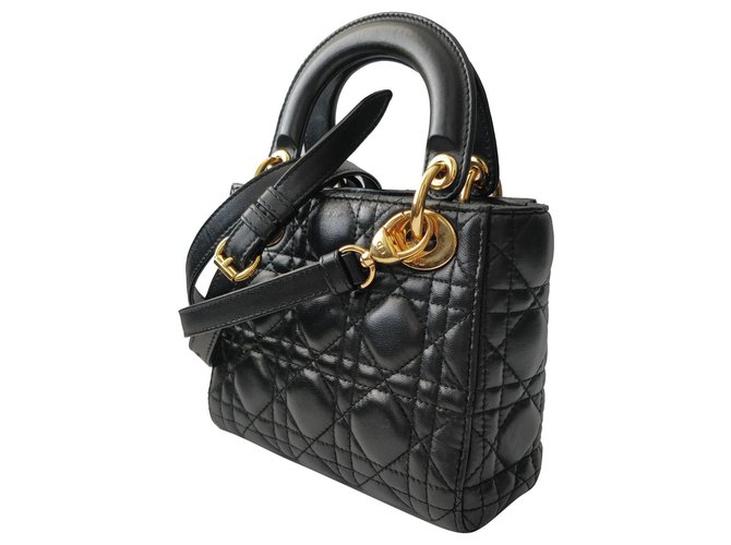 Christian Dior Lady mini Preto Couro  ref.151005