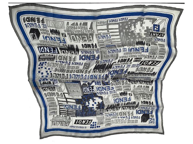 Fondo in seta blu Fendi 55x55cm