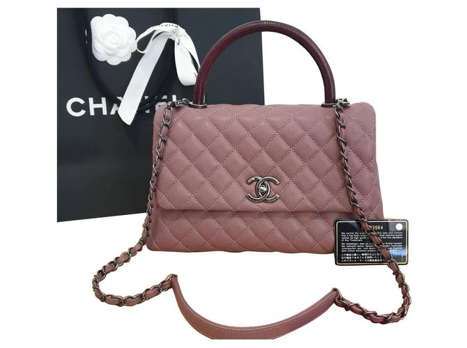 Chanel Coco top handle Pink Leather  ref.151038