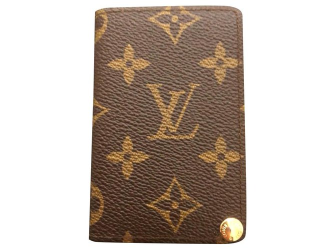 Louis Vuitton card holder Brown Leather Cloth  ref.151071