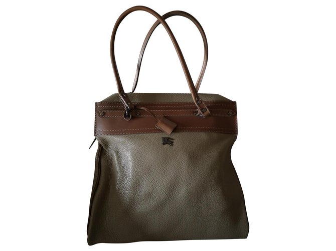 Burberry it bag "shopper" Khaki Leather  ref.151102