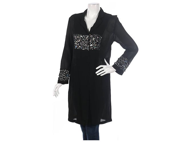 Day Birger & Mikkelsen NIGT langer schwarzer Blazer Viskose