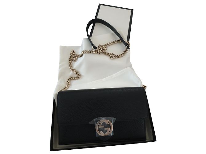 Gucci Wallet on Chain in pelle nera Nero