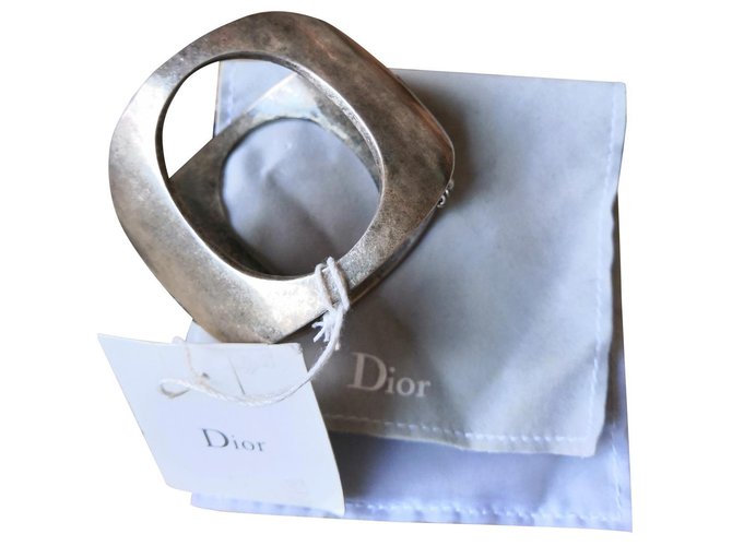 Erhabene Dior-Manschette Silber Stahl  ref.151170