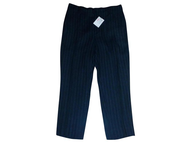Isabel Marant Etoile Striped trousers Navy blue Linen  ref.151183