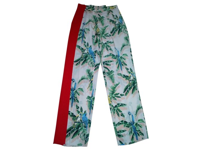 Stella Mc Cartney Pantalon à motifs Soie Multicolore  ref.151192