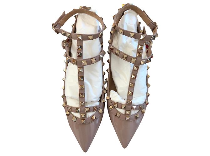 Valentino Rockstud sapatilhas de couro rosa