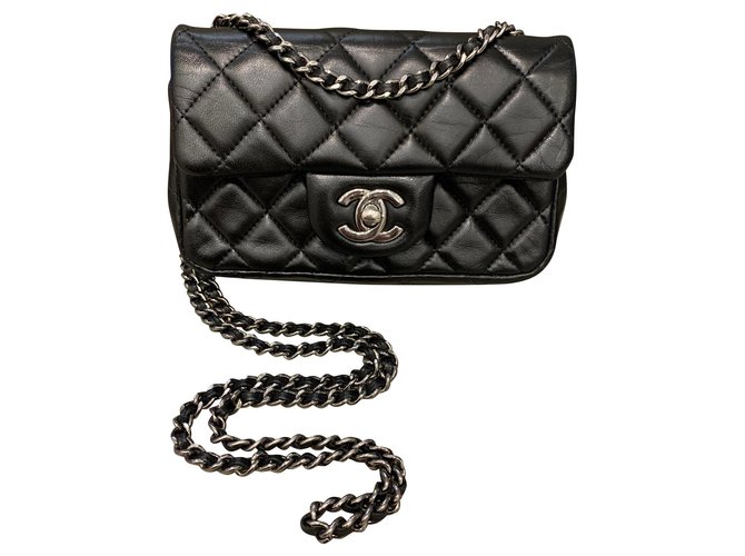 Chanel Mini classique Cuir Noir  ref.151227