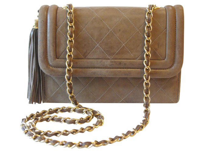 Chanel Handle bag chain Brown Leather  ref.151275