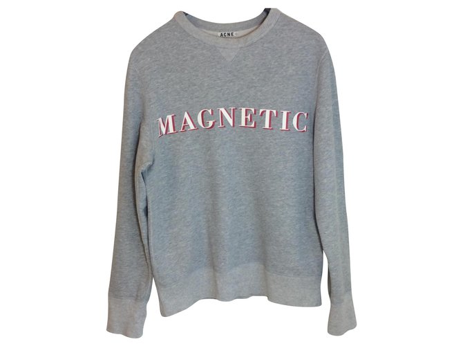 Acne Sweat gris Coton Polyester Elasthane Rouge  ref.151310