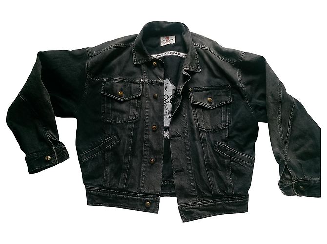 Trussardi Jeans Blazer Jacke aus Denim Grau Oversize