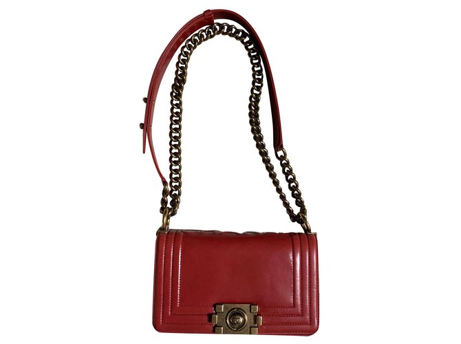 Chanel Boy Red Leather  ref.151316