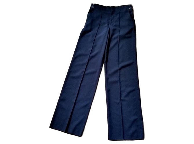 Céline calça, leggings Azul marinho Lã  ref.151353