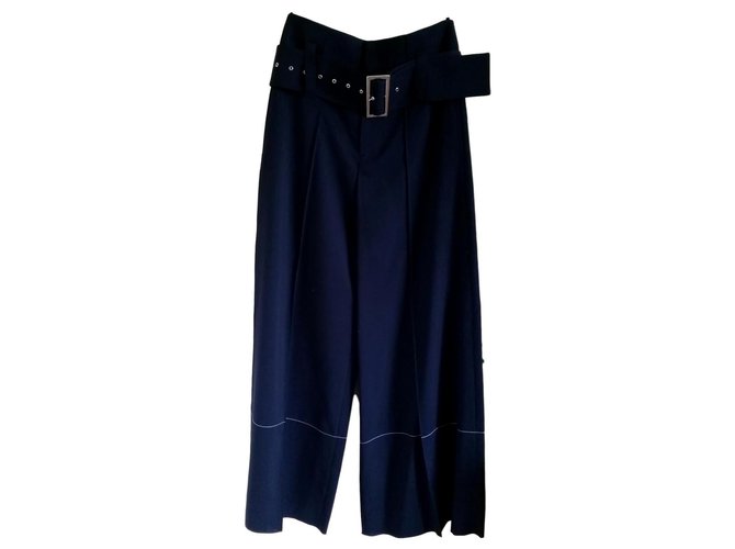 Céline calça, leggings Azul marinho Lã  ref.151366