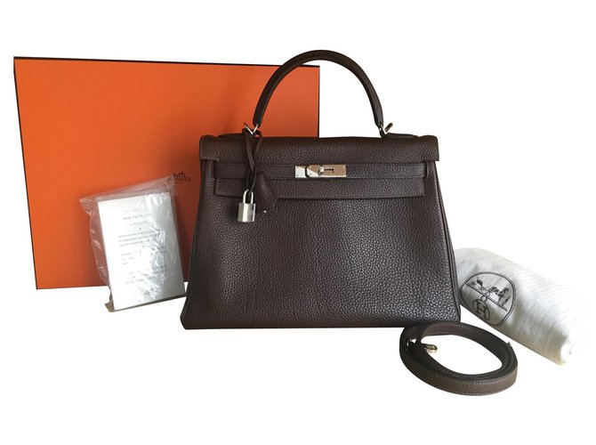 Beautiful Hermès Kelly bag 32 Togo cocoa NEW! Chocolate Leather  ref.151463