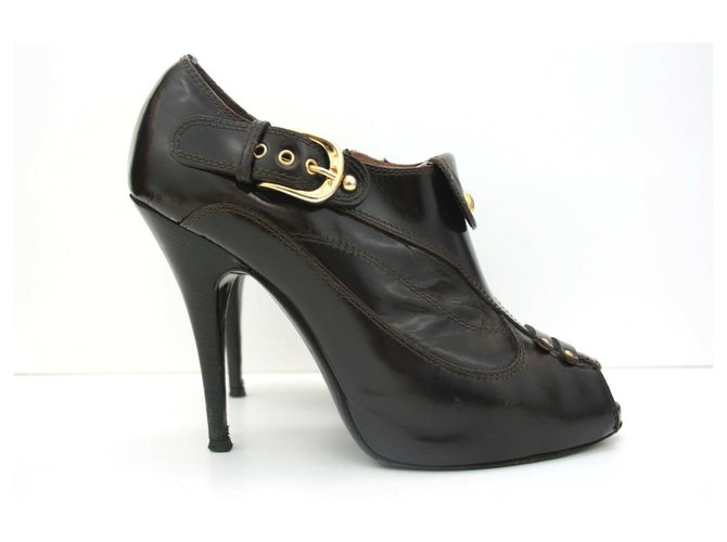 Giuseppe Zanotti Saltos envernizados de couro Marrom Chocolate  ref.151483