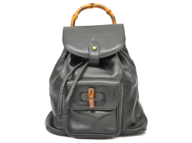 Gucci Bamboo Backpack Black Leather  ref.151495