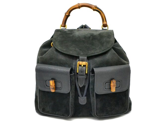 Gucci Bamboo Backpack Black Suede  ref.151508