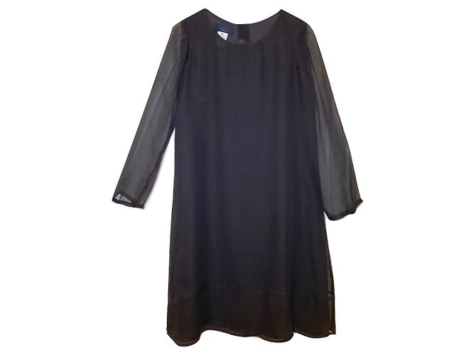 Aspesi Blu dark chocolate silk dress with wool lining Brown