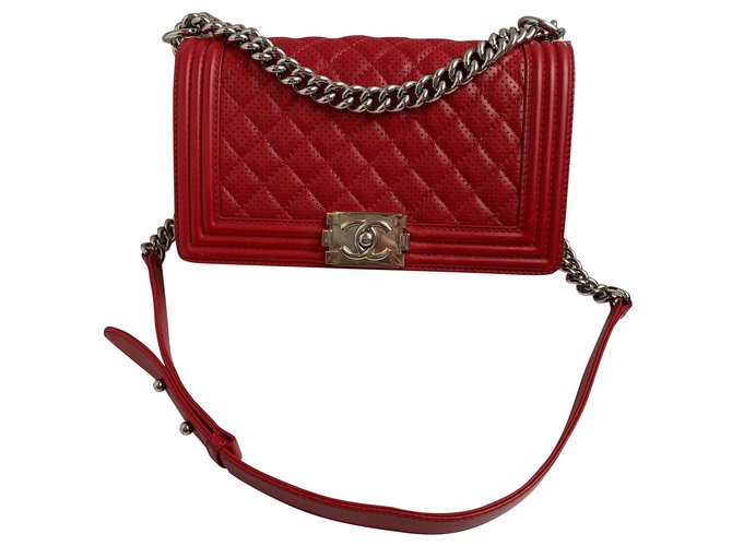 Chanel Boy Red Leather  ref.151562
