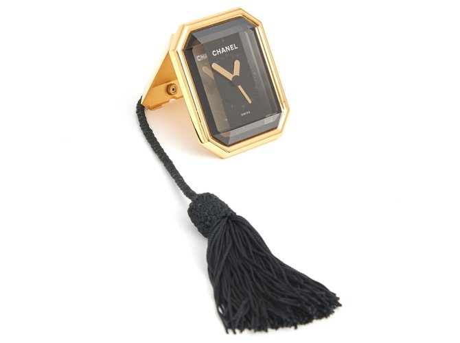 Première Chanel FIRST ALARM CLOCK Black Golden Metal  ref.151569