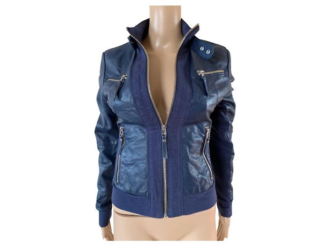 Autre Marque Arma Giacca di Pelle Blu