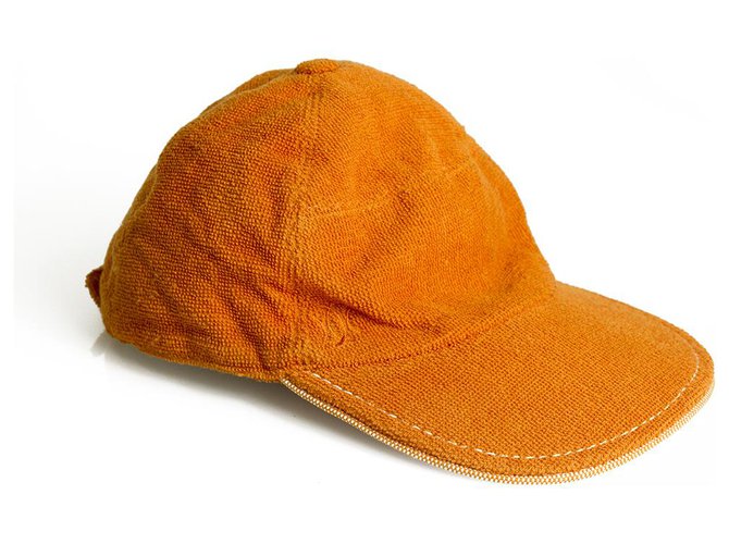Hermès Seltene Hermes Paris Chapeaux Motsch Gießen Orange Cap Hut Größe 59 Baumwolle / Modal  ref.151662