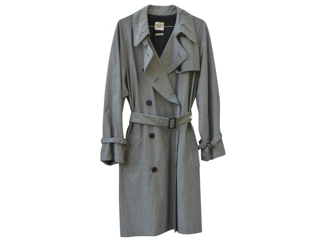 Hermès Trench coat in wool and silk Grey  ref.151668