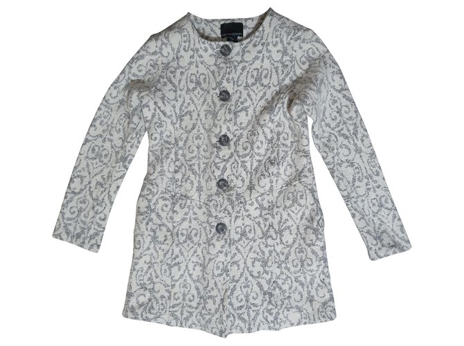 Cynthia Rowley Manteaux, Vêtements d'extérieur Polyester Laine Blanc Gris  ref.151700