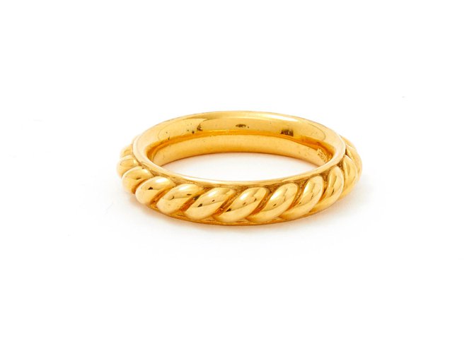 Hermès RING GODRONS Golden Metal  ref.151749
