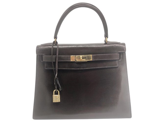 Hermès Sac Hermes Kelly 28 cm en box de cuir Marron  ref.151767