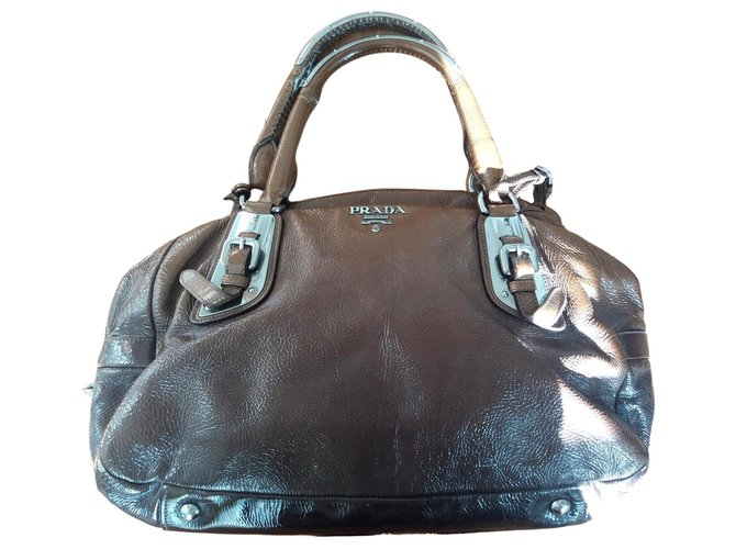 Prada Bauletto Bronze Patent leather  ref.151770