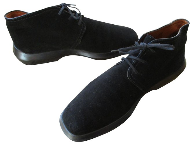 TOD'S, botas de piel de becerro de terciopelo negro, 38,5. Cuero  ref.151781