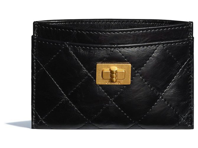 Chanel Card Wallet nouveau Cuir Noir  ref.151804