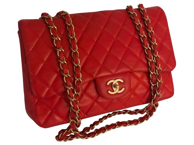 Timeless Limited Jumbo Flap Bag w/matte HW Chanel box, Dust Bag Red Orange Leather  ref.151846