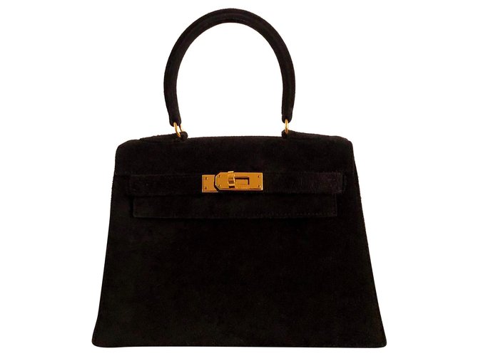Hermès Hermes Kelly 20 Veau Doblis Noir Suede  ref.151910
