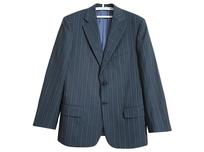 Autre Marque Blazers Jackets Grey Light blue Wool  ref.151932