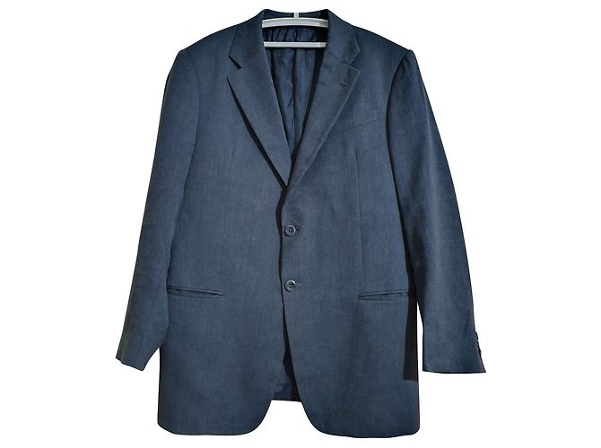 Armani Collezioni Blazer Grau Wolle Leinen Nylon