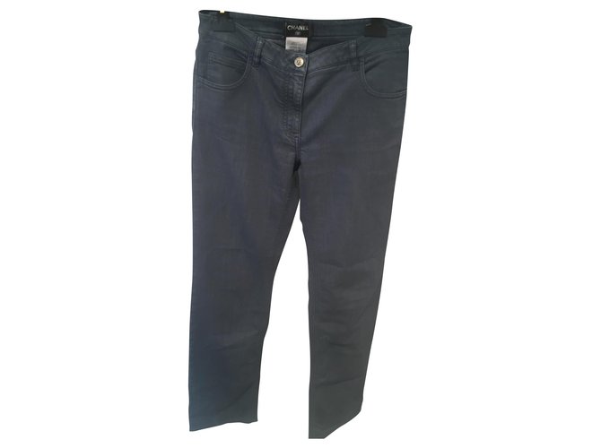 Chanel Jeans Blu Cotone Elastan  ref.151962
