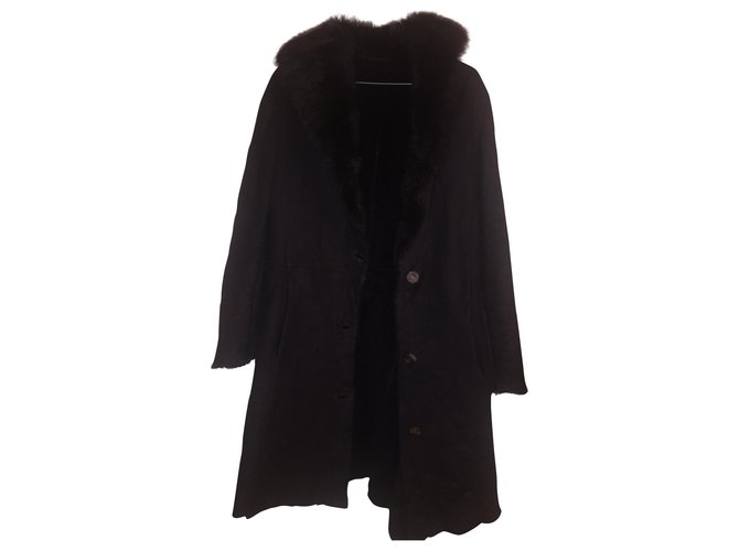 Autre Marque Coats, Outerwear Brown Leather Fur  ref.151974