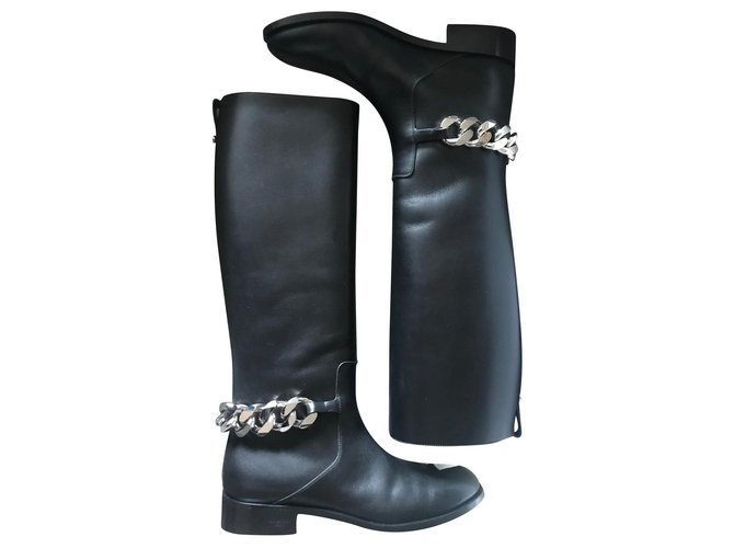 Givenchy riding boots Black Leather  ref.151978