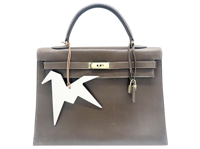 Sacs à main de marque Hermès modèle Kelly 35 cm sellier en cuir de box marron Marron clair  ref.151993