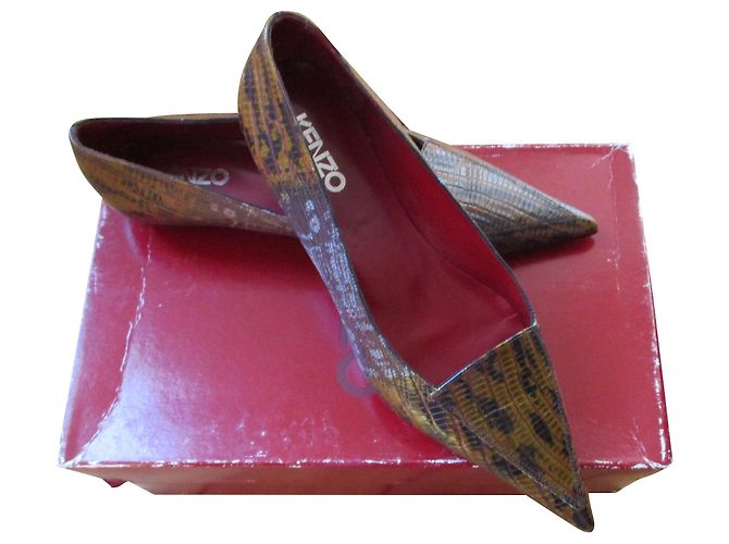 KENZO, ballerine di vitello iguana, 36. Multicolore