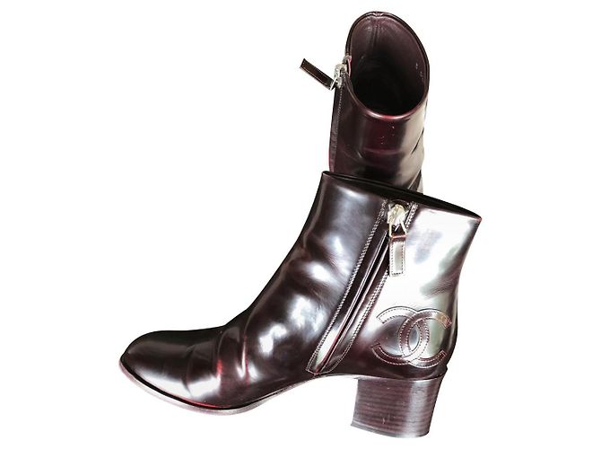 Chanel Ankle Boots Dark red