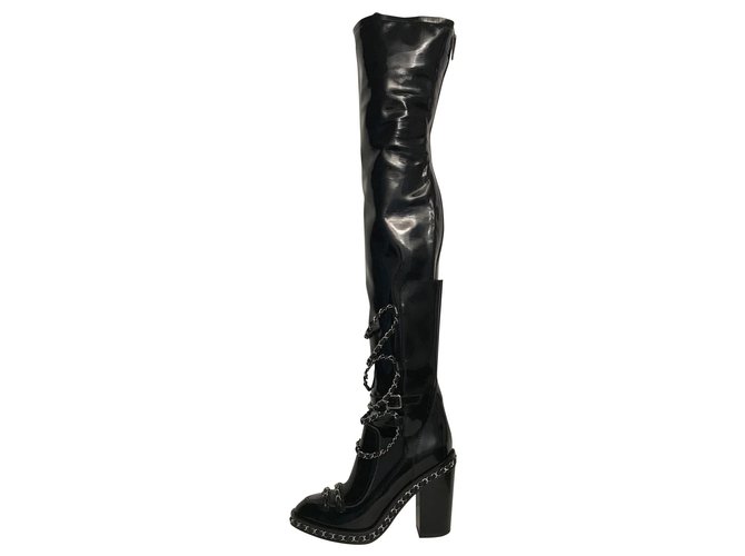 Chanel Boots Black Patent leather  ref.152009