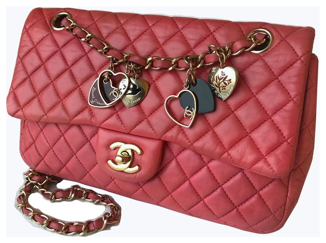 Timeless Chanel Valentine Medium Flap Tasche Pink Fuschia Leder  ref.152017